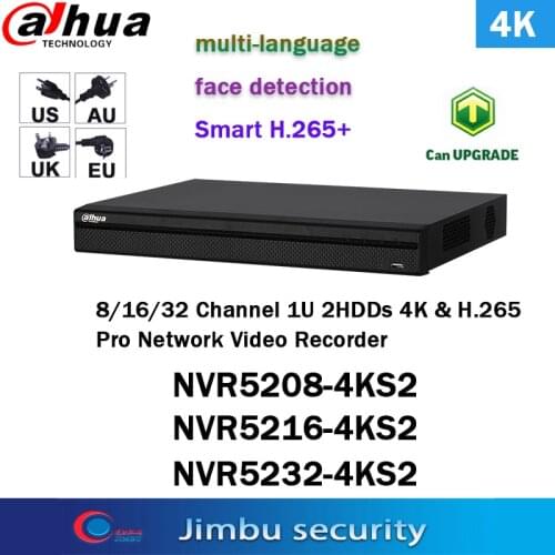 Dahua P2P NVR Video Recorder 8CH 16CH 32CH NVR5208-4KS2 NVR5216-4KS2 NVR5232-4KS2 support 4K H.265 Up to 12Mp resolution preview