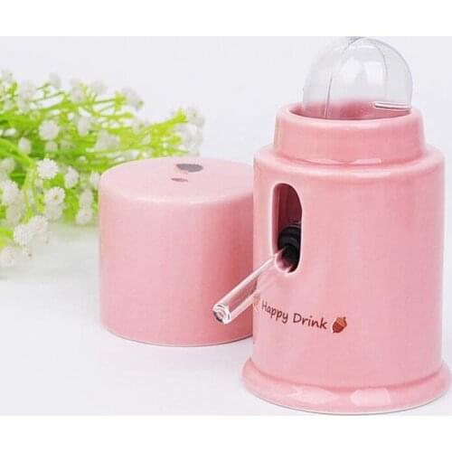 Pet Dispenser Base Ceramics Small Animal Hamster Water Feeder Bottle Holder Pink