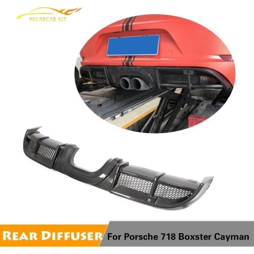 For 2016 - 2018 Porsche 718 Cayman Boxster Rear Bumper Lip Diffuser Spoiler Carbon Fiber Apron Splitters