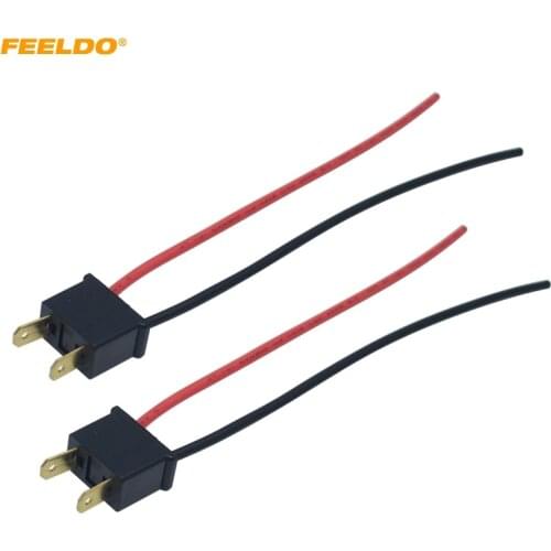 FEELDO 2Pcs Car Headlight Cable H7 Male Connector Plug Lamp Bulb Socket Automotive Wire Halogen Adapter Holder #4942