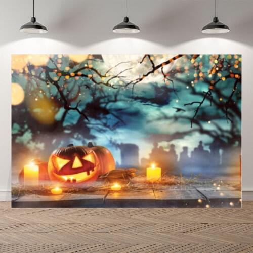 Seekpro Halloween Spooky Night Party Pumpkin Bokeh Photography Baby Background Photographic Backdrop For Photo Studio Shoot