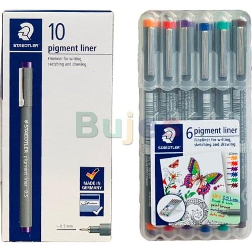 Staedtler 308 Pigment Liner gel pens ,Assorted Line Widths 0.05/0.1/0.2/0.3/0.5/0.8, Needle Pen Writing Drawing Waterproof