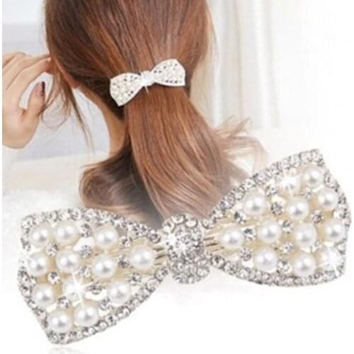 Hot Sale Fashion Women Girls Crystal Rhinestone Bow Hair Clip Beauty Hairpin Barrette Head Ornaments Hair Accessories