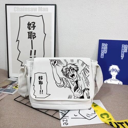 Anime Chainsaw Man Hayakawa Aki Makima Denji Pochita Canvas Schoolbag Shoulder Bag Fashion Student Casual Messenger Bag Cosplay