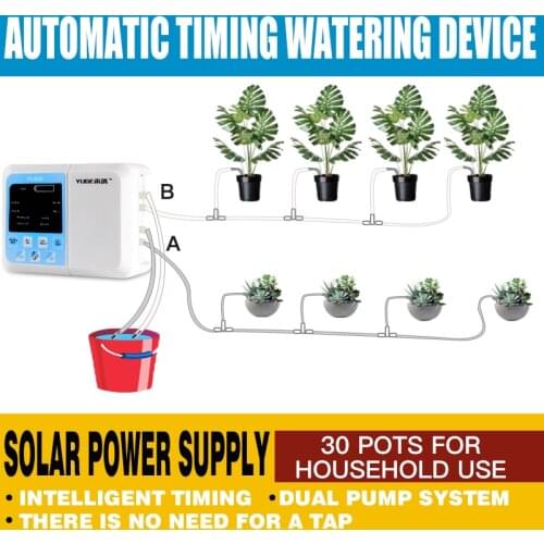 English Intelligent Plant Drip Irrigation System Garden Automatic Watering Device Solar Energy Charging Potted Water Pump Timer