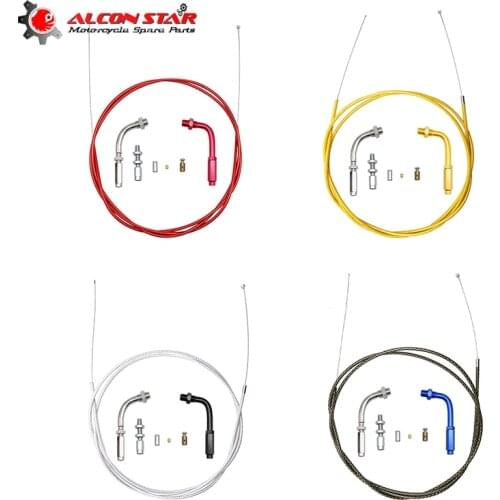Alconstar- 190cm Motocycle Motocross Throttle Cable Nylon Braided Pipe With 90° Accelerator Adjuster Screw For Honda Yamaha KTM