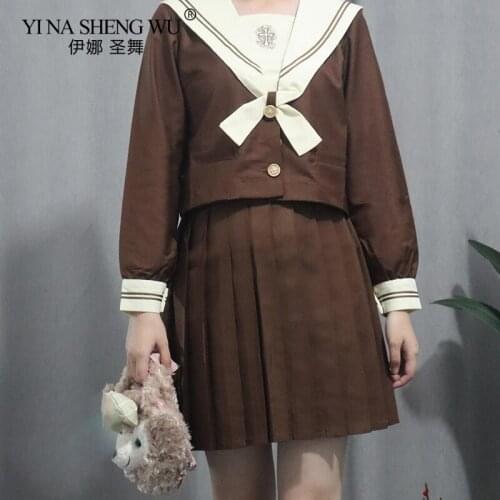 Navy Sailor Dress Suit Girl Japanese Korea Style Jk School Uniform Short Pleated Ivory Yellow Skirt Academy Anime Kawaii Cosplay