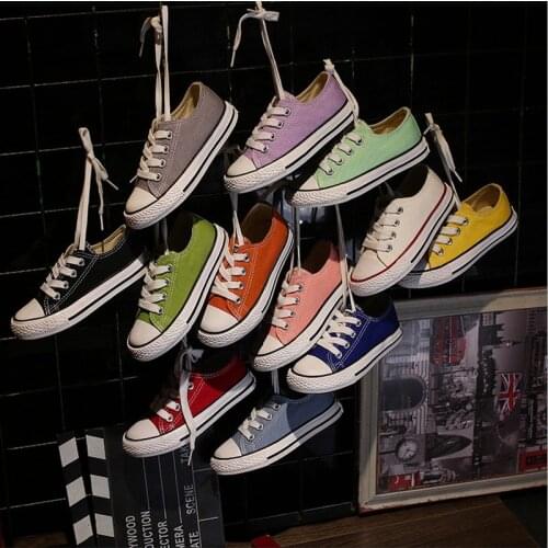 Girl Sneakers Boy Shoes Kids Jelly Color Canvas Running Shoes Casual Lace Up Classic Flats Children Shoes for Student