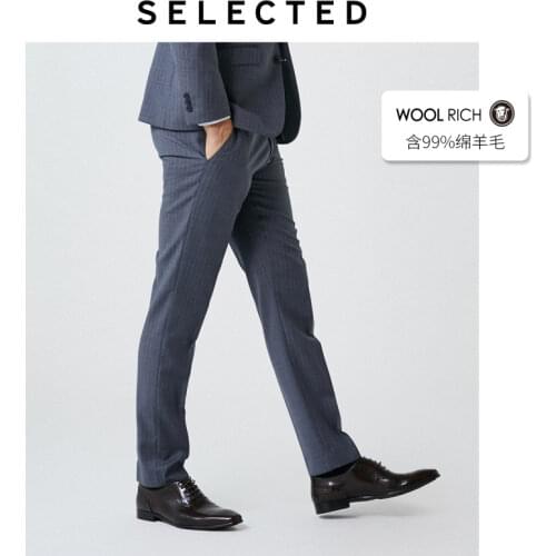SELECTED Mens Slim Fit Sheep Wool Striped Business Suit Pants S|41936C503