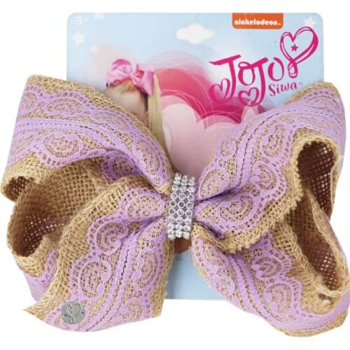 OEM & ODM Hessian Lace Bowknot 7inch Hair Bows Barrette Vintage Natural Jute Burlap Ribbon Wedding Decoration marriage party