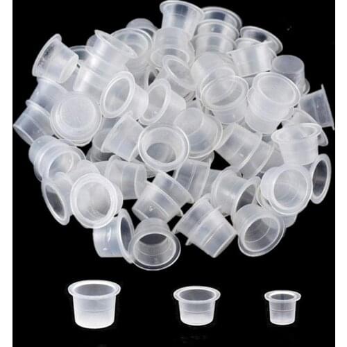 ATOMUS 100Pcs Disposable Microblading Tattoo Ink Cup Cap Plastic Pigment Container Tattoo Accessory