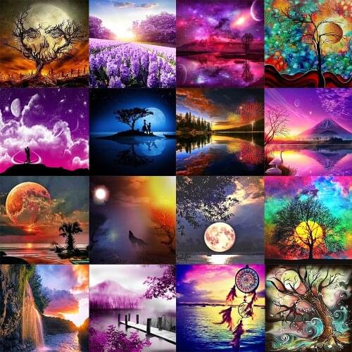 Landscape Diamond Painting 5d Diy Diamond Mosaic Embroidery Full Round Drill Home Decoration Bedroom Holiday Gifts