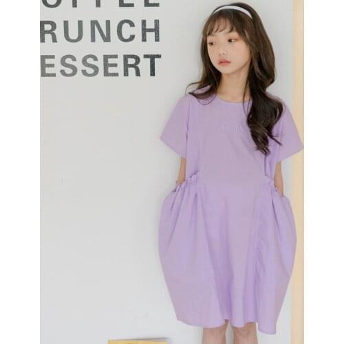 Girls Dress Korean New 2020 Baby Princess Dress Children Summer Dress Leisure Loose Kids Toddler Cotton Dress Embroidery,#5573