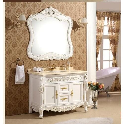 European style bathroom cabinet oak solid wood bathroom cabinet combination bathroom vanity basin sink cabinet wash basin floor