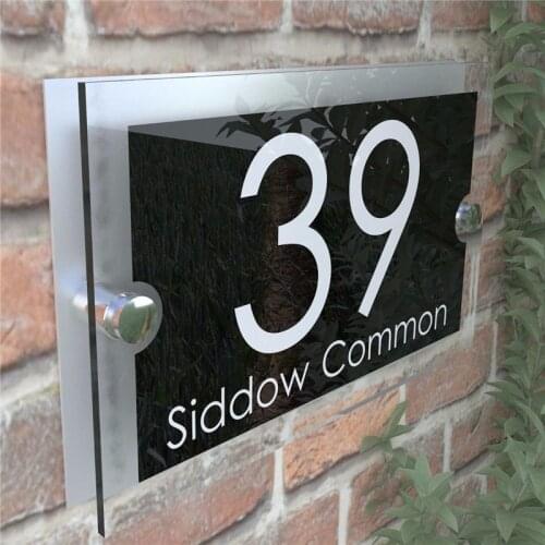Contemporary 200x140mm House Number Sign Plaques Door Numbers 1 - 999 Personalised Name Plate