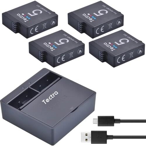 Tectra 4PCS/PACK AHDBT-501 AHDBT 501 Go Pro HERO5 Battery + USB Dual Storage Charger for Go Pro Hero5 Sport Action Camera