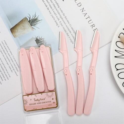 3Pcs/Set Eyebrow Lip Razor Trimmer Sharp Blade Shaver Knife Hair Remover Facial Mini Makeup Knife Shaper Shaver for Women Hot