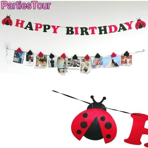Ladybug Birthday Decortions Ladybug Happy Birthday Banner Black Red Polka Dots Ladybug Garland Banner for Ladybug Themed Party