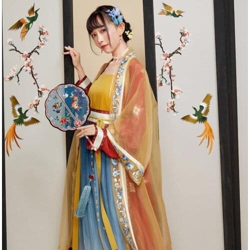XinHuaEase Embroidered Waist Type Skirts Womens Hanfu Suit Song Dynasty Ancient Chinese Style Traditional Folk Dresses Outfit