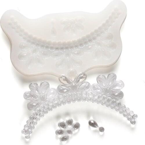 Pearl Crown Fondant Cake Chocolate Mould Epoxy Clear Silicone Resin Liquid Mold Necklace Casting Molds DIY Jewelry Making Tool