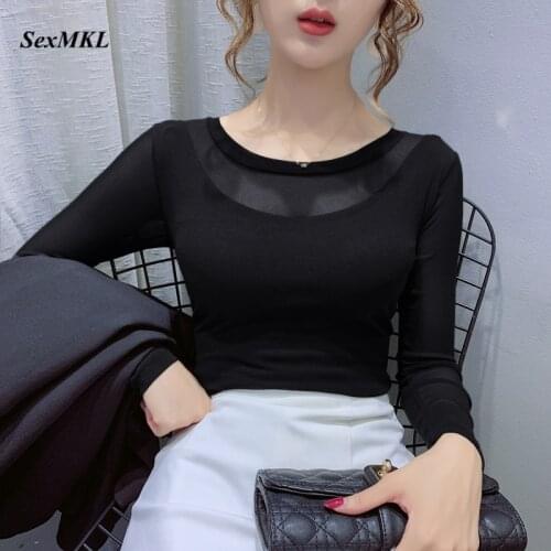 Plus Size Women Casual Blouses 2020 Fashion Long Sleeve Spring Autumn Ladies Tops Korean Clothes Sexy Slim Black Basic Blusas