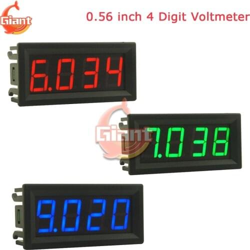0.56" DC 0 - 100V Mini 4 Bits Digital LED Display Voltmeter Voltage Meter Volt Tester Monitor Panel Red Green Blue for Car Auto
