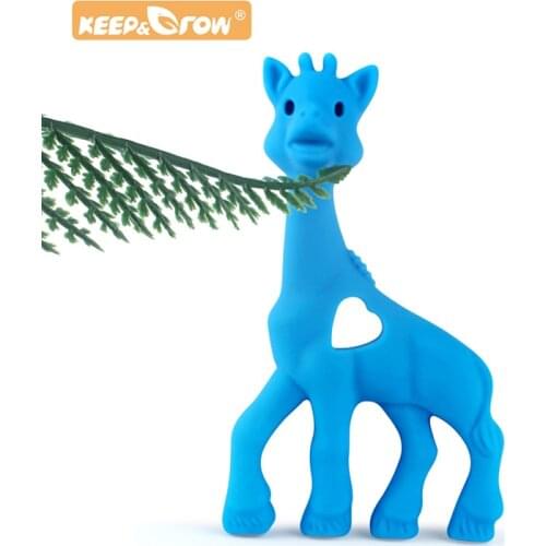 Keep&Grow 1pc giraffe Silicone Teether Food Grade Beads DIY Animal Baby Necklace Teething Hanging Toy Teether Soft Baby Teething