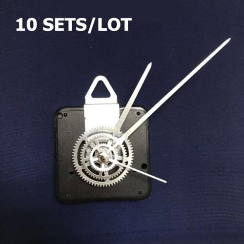 10Sets Metal pointer Silent Wall Clock Mechanism Quartz clock Movement Mute Slab Dedicated Thread Axis Length 12mm with hook
