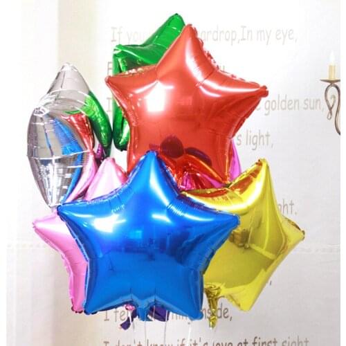 10pcs/lot Black White five-pointed star shaped foil Balloons Helium Metallic pure color ballons Wedding Birthday Party Decoraion