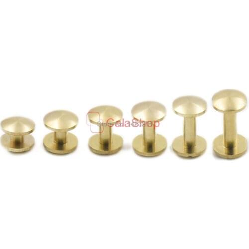 120 Pcs / Lot 4mm 6mm 8mm 10mm 12mm 15mm Solid Brass Arc Head Button Studs Screws Nail Leather Wholesale