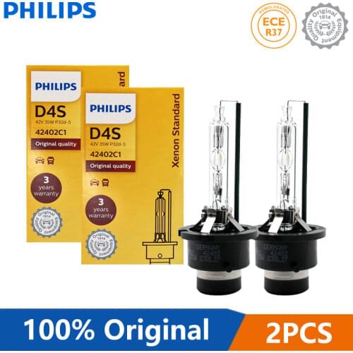 2X Philips HID D4S 35W Xenon Standard 4200K Auto Original Headlight Car Genuine Bulbs OEM Replacement Upgrade D4S ECE 42402C1