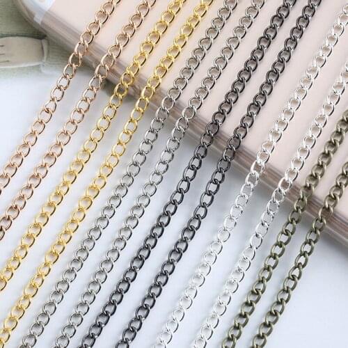5m/lot Antique Bronze/Silver/Gold Color Metal Iron Link Chain Bulk Necklace Extender Chains for DIY Jewelry Making Material