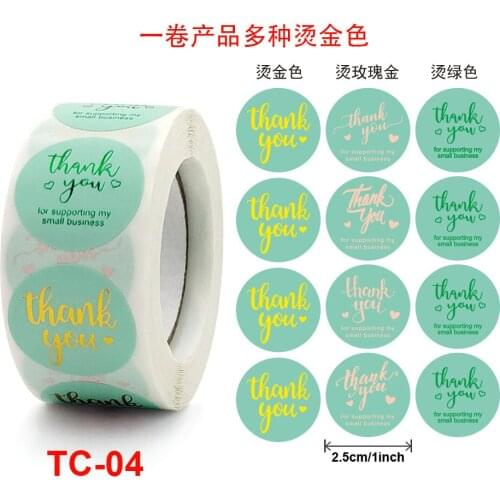 500pcs Color Green Thank You Sticker 1 Inch Round Decor Sealing Labels for Order Business Gift Bags Envelopes Seal