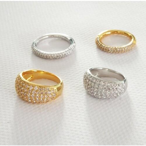AAAA zircon high sense polished quality brass high color retention plating 18K gold color silver color ring