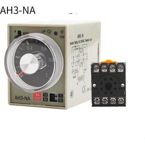AH3-NA 8 Pin Two Modes 1S - 10M Power ON Delay Timer Time Relay 220V AC with base