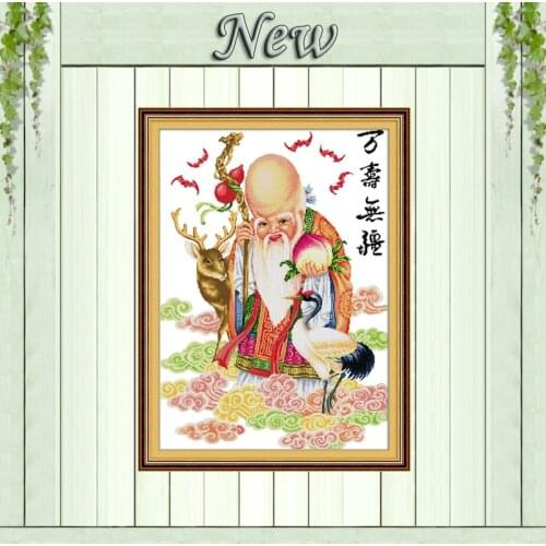 Longevity god crane decor paintings counted printed on canvas DMC 11CT 14CT Chinese Cross Stitch kits embroidery needlework Sets