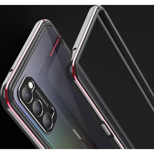 For Oppo Reno 4 Pro Case for Fashion Contrast Color Bumper Case for Oppo Reno 4 Luxury Metel Frame Protection Back Cover