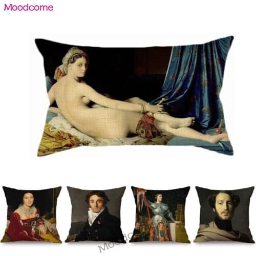 French Jean Auguste Dominique Ingres Most Famous Oil Painting Beautiful Lady Princess Queen Decorative Pillow Case Cushion Cover