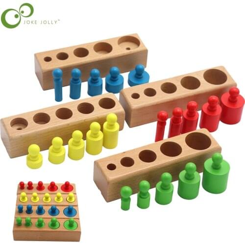 Baby Montessori Educational Wooden Toys Colorful Socket Cylinder Block Set For Children Educational Preschool Early Learning Toy