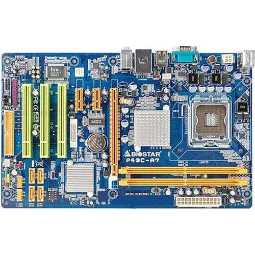 For BIOSTAR P43C-A7 Original Used Desktop Motherboard P43 LGA 775 DDR2 8G SATA2 USB2.0 ATX