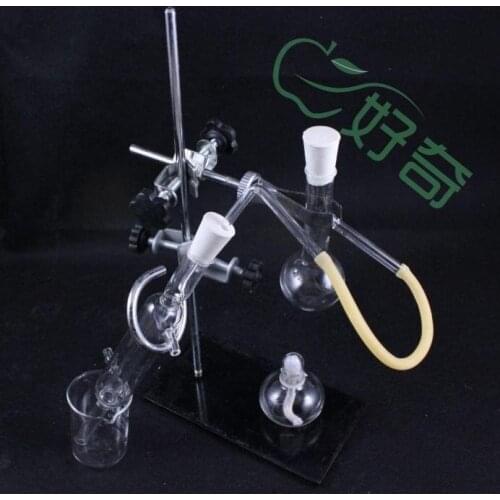 Distilling apparatus set include alcohol burner funnel retort stand clamp beaker cylinder distilling set