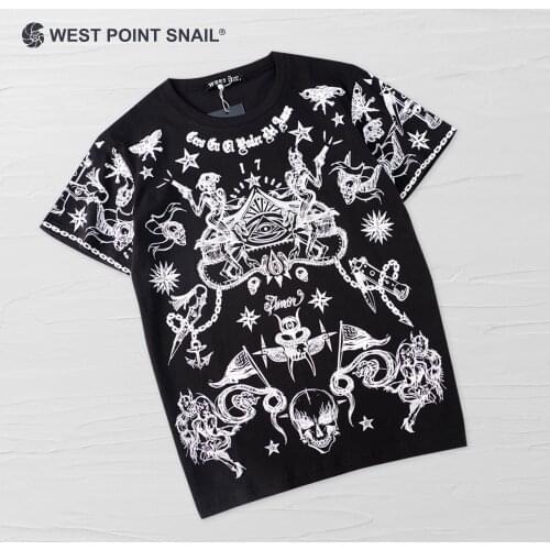 Women Men Summer Devil Skull Stars Graphic Both-Sides Print Couple T-Shirt Gothic Short-Sleeve Tops Harajuku y2k Broadcloth Tees
