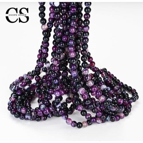Smooth Purple Agates Beads Natural Stone Beads Loose Beads for Jewelry Making DIY Bracelet Charm Accessories 4/6/8/10/12 MM