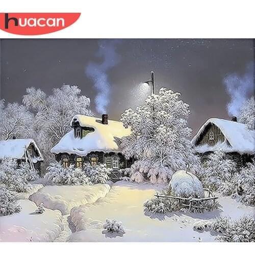 HUACAN DIY Pictures By Numbers Winter Scenery Kits Drawing Canvas HandPainted Oil Painting By Number Landscape Home Decoration