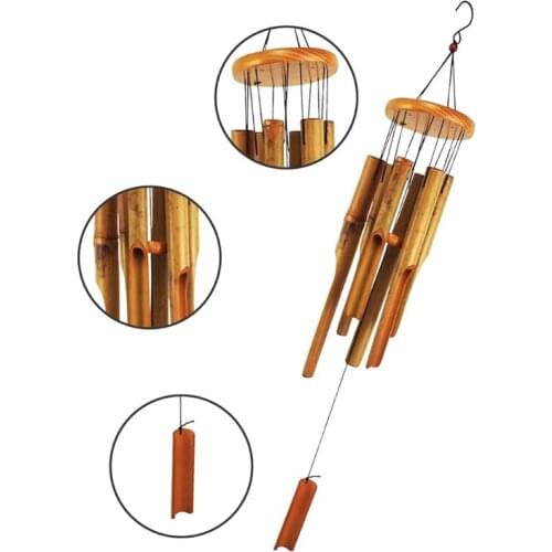 Natural Bamboo Tube Multi Tubes Wind Chimes for Outside Decoration Tuned Elegant Chimes Decor Soothing Melodic Deep Tone