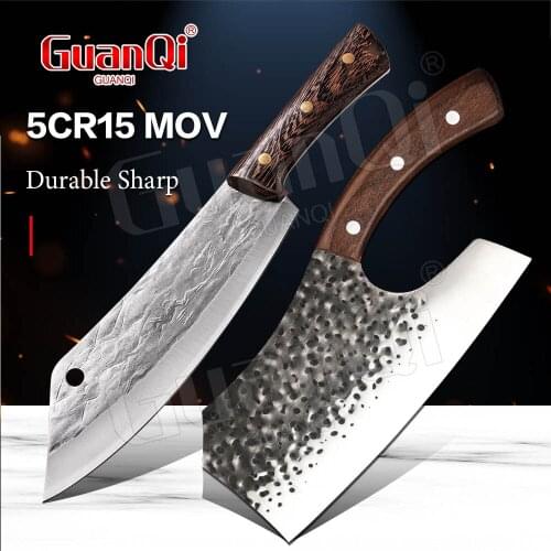 Hand-Forged Kitchen Cleaver Sharp Chef Knife High-carbon Bone Chopper Slicing Knife Stainless Steel Butcher Knife Cooking Tools