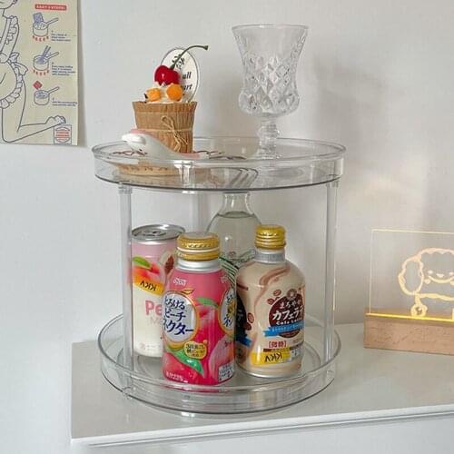Kitchen Rotating Storage Tray for Canned Drinks Cosmetics Rolling Tray 360 Rotatable Storage Plate Multi-layer Shelf Organizers