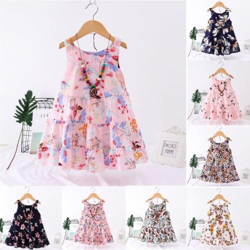 Summer Dresses For Girls Princess Dress Chirdren Kids Girls Princess Belle Print Sleeveless Dresses Costume Clothing платье