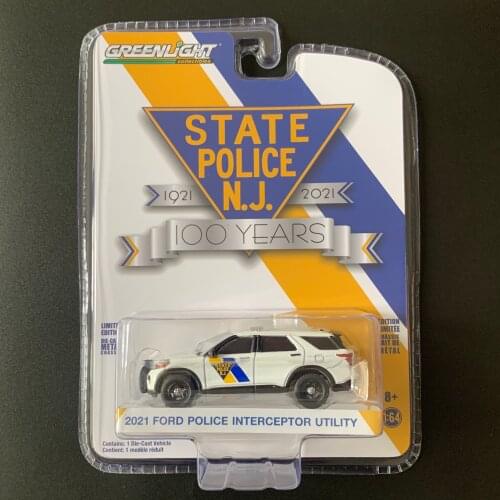 Green light 1:64 2021 Ford Explorer police car Collection Metal Die-cast Simulation Model Cars Toys