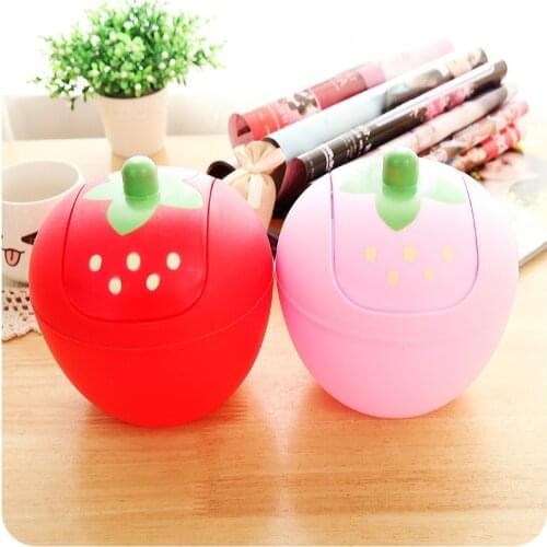 Desk Waste Basket Strawberry Trash Can Rolling Cover Desktop Garbage Can Stationary Sundries Organizer Mini Kawaii Trash Bin